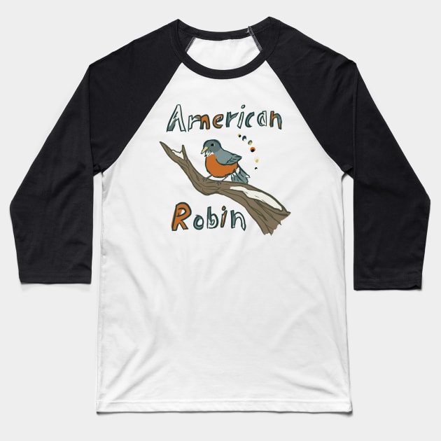 Funky American Robin Baseball T-Shirt by DiamondsandPhoenixFire